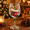 Christmas Glass Art Cup Art Glass Goblet